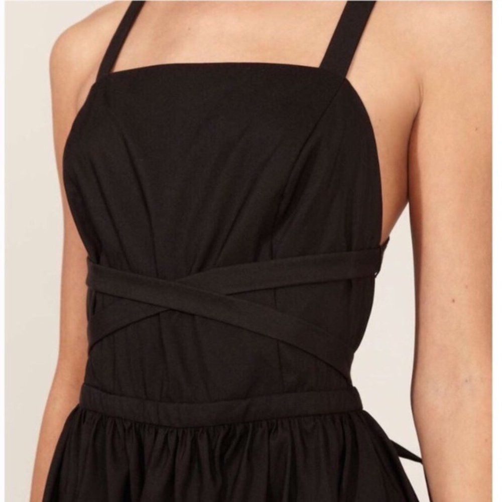 Black Halston Heritage Crisscross apron open back dress